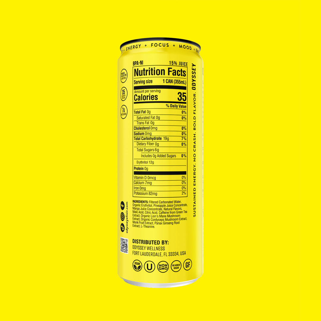 Pineapple Mango 222 Sparkling Energy Drink - 222mg Caffeine
