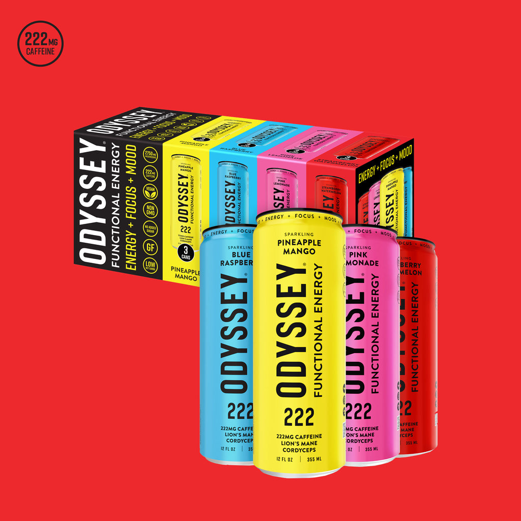 4 Flavor Variety Box Sparkling Energy Drinks - 222MG Caffeine - 12 Pack