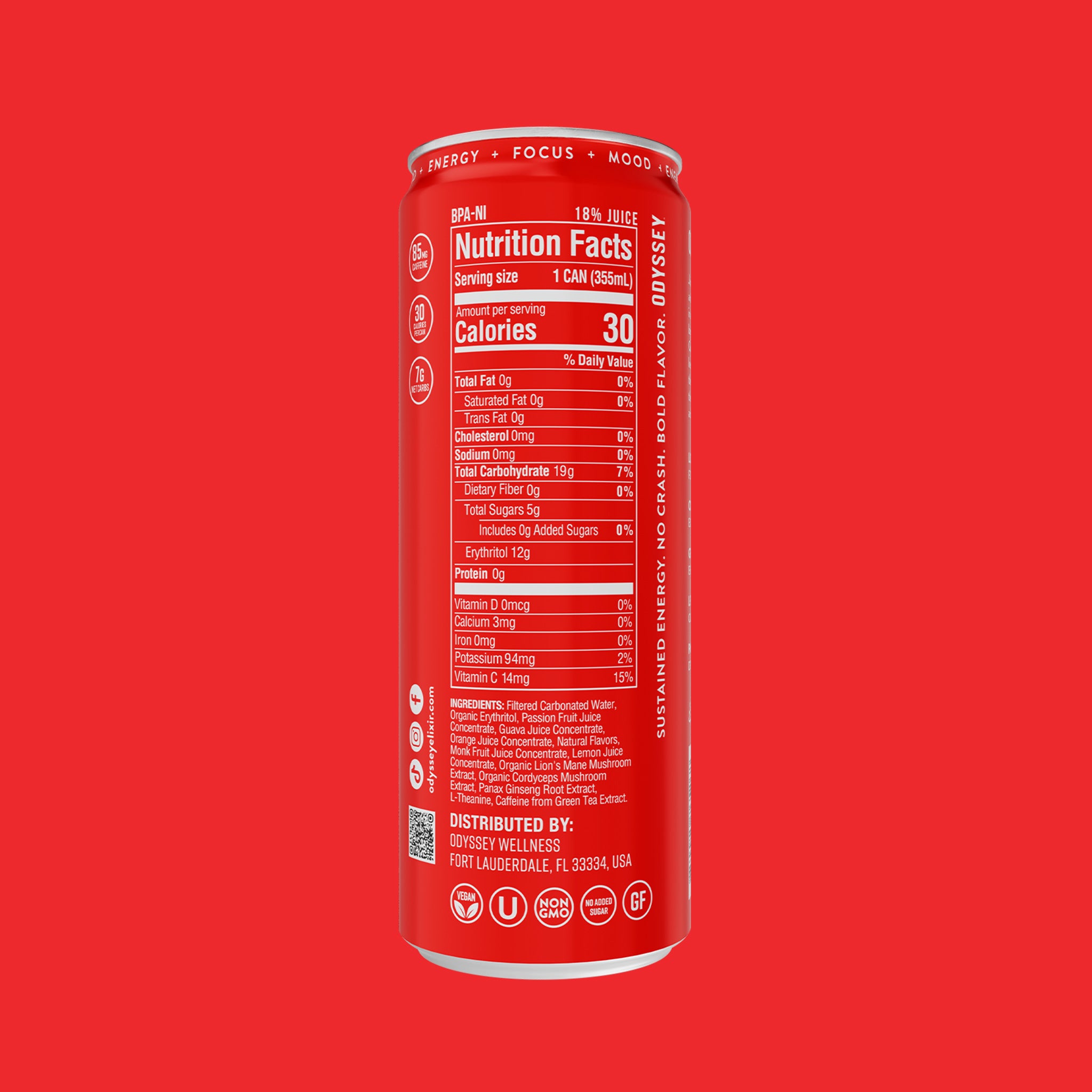 Passion Fruit Guava Sparkling Energy Drink - 85MG Caffeine