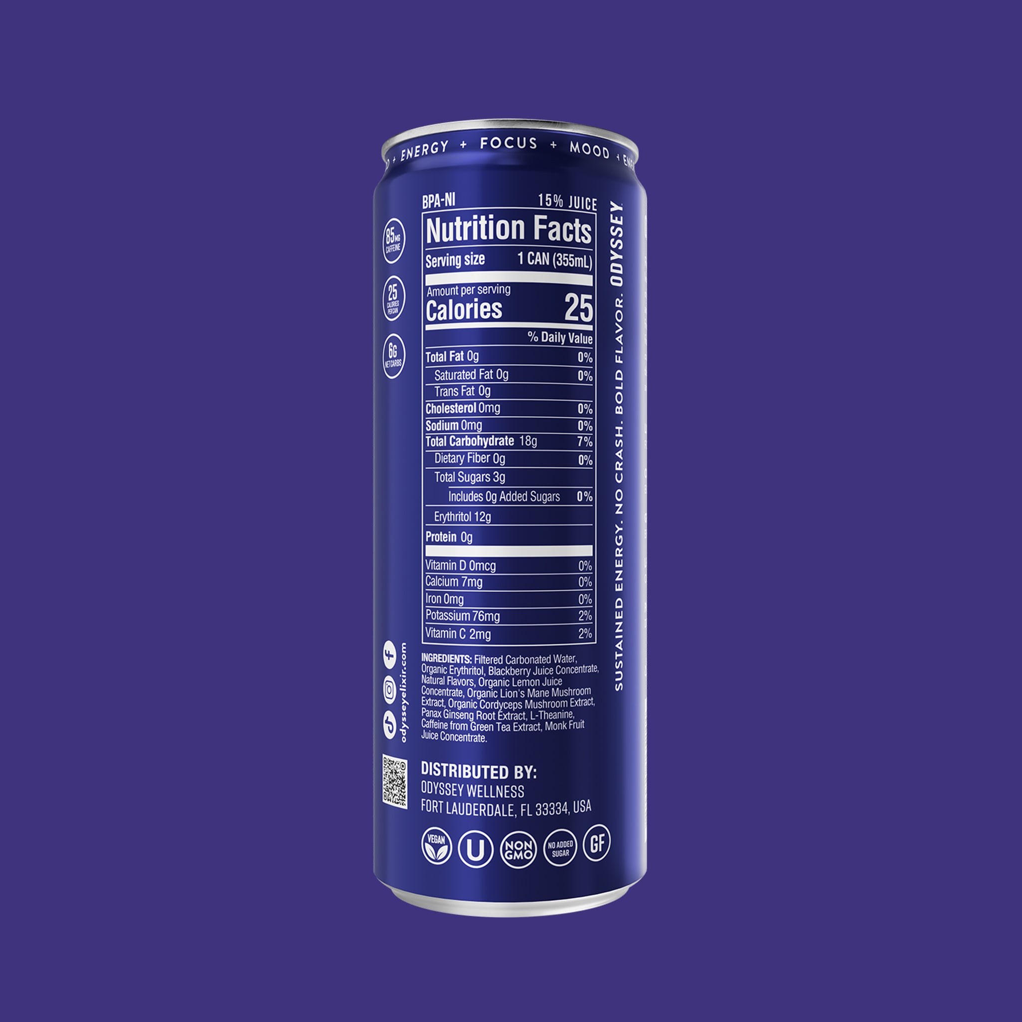 Blackberry Lemonade Sparkling Energy Drink - 85MG Caffeine