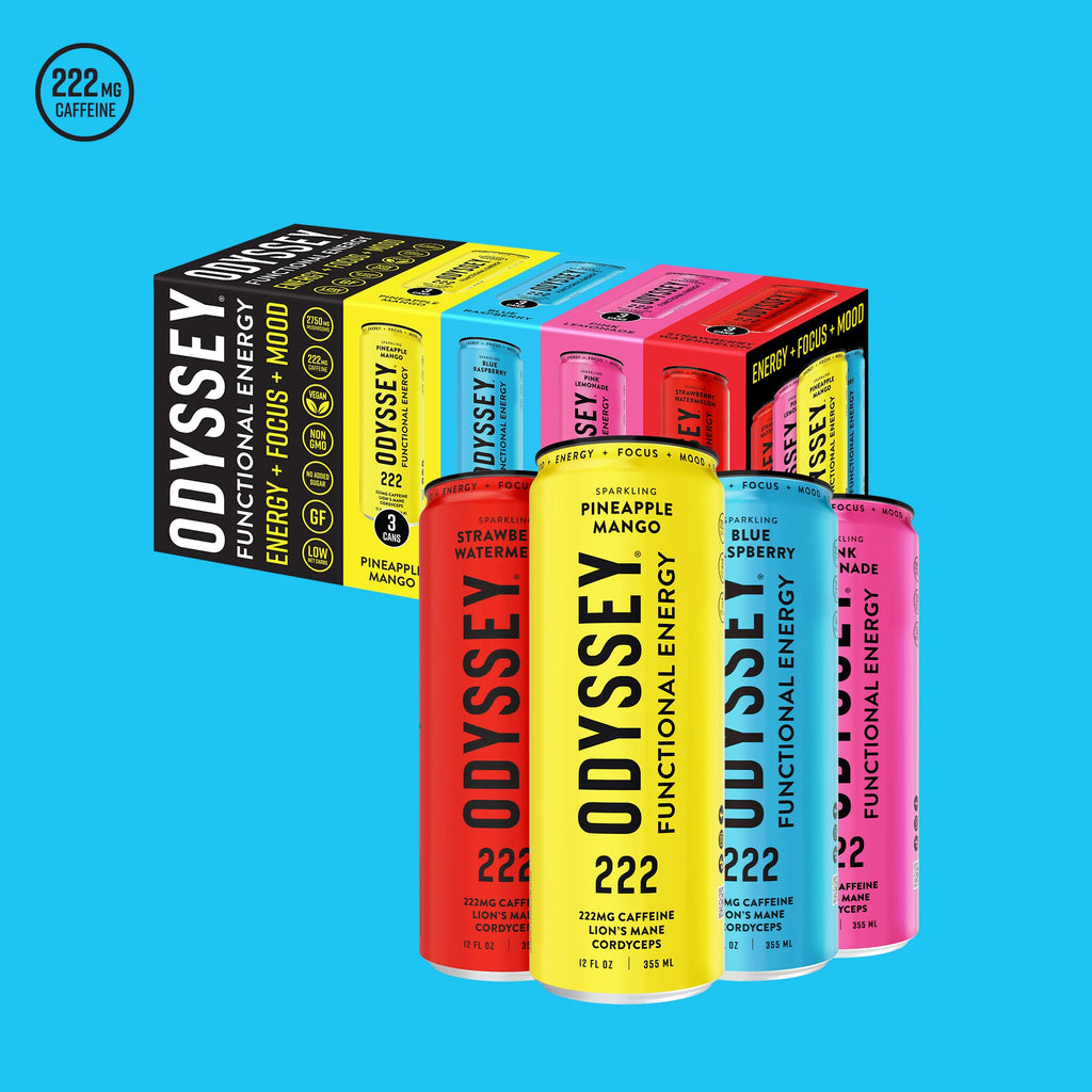 4 Flavor Variety Box Sparkling Energy Drinks - 222MG Caffeine - 12 Pack